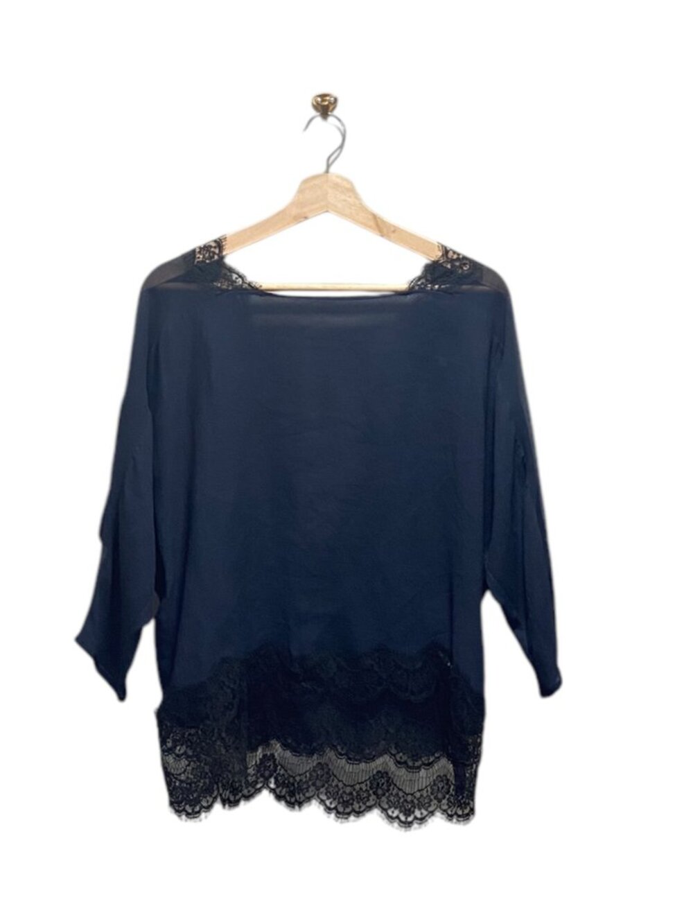 Sandro Paris Navy Blue Blouse Romantic - Picture 3 of 14